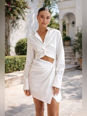 Anna Quan Lola White Cutout Mini Dress Size 6 NWT Designer